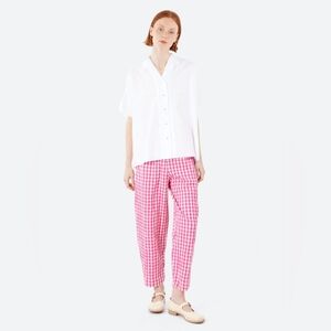 Handmade Gheta Pink And Ecru Gingham Linen Pants M